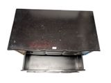 a close up of a metal tray on a white background
