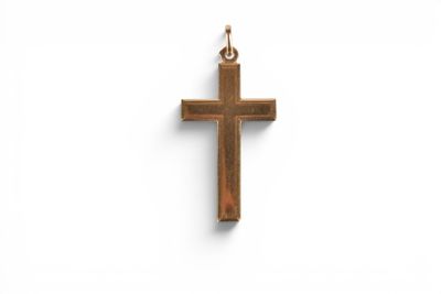 a wooden cross on a white background