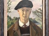 portrait of a man in a beret, oil on canvas, signed and dated