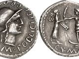 a silver coin with an image of a man and a woman on it