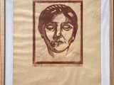 an image of a drawing of a woman ' s face in a frame