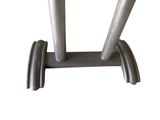 a metal table with two legs and a table top