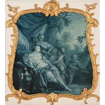 un tableau représentant une femme assise sur un canapé, un enfant sur les genoux