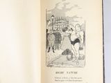 an open book with a drawing of a man holding a tennis racquet