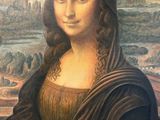 painting of a woman wearing a headscarf with a mountain in the background