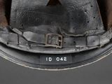 a close up view of a helmet with a buckle on it