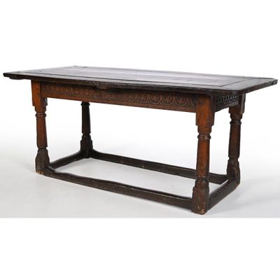 TABLE DE MONASTERE LOUIS XIII en chêne patiné. - Photo 1