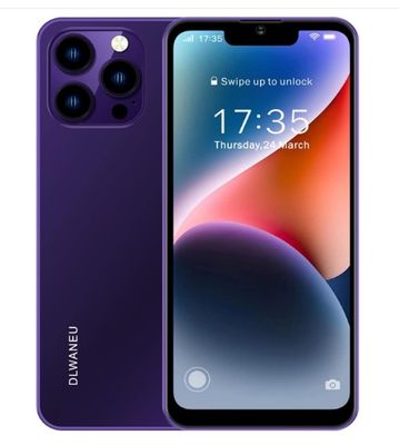 a purple smartphone with the back camera open and the back of it