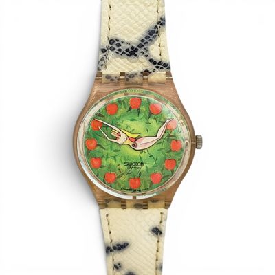 an image of a close up of a wrist watch on a white surface