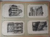 several old photos of a building with a clock on top of it