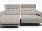 two reclining chairs with a remote control on a white background