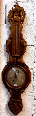 Baromètre en bois doré H 97 cm