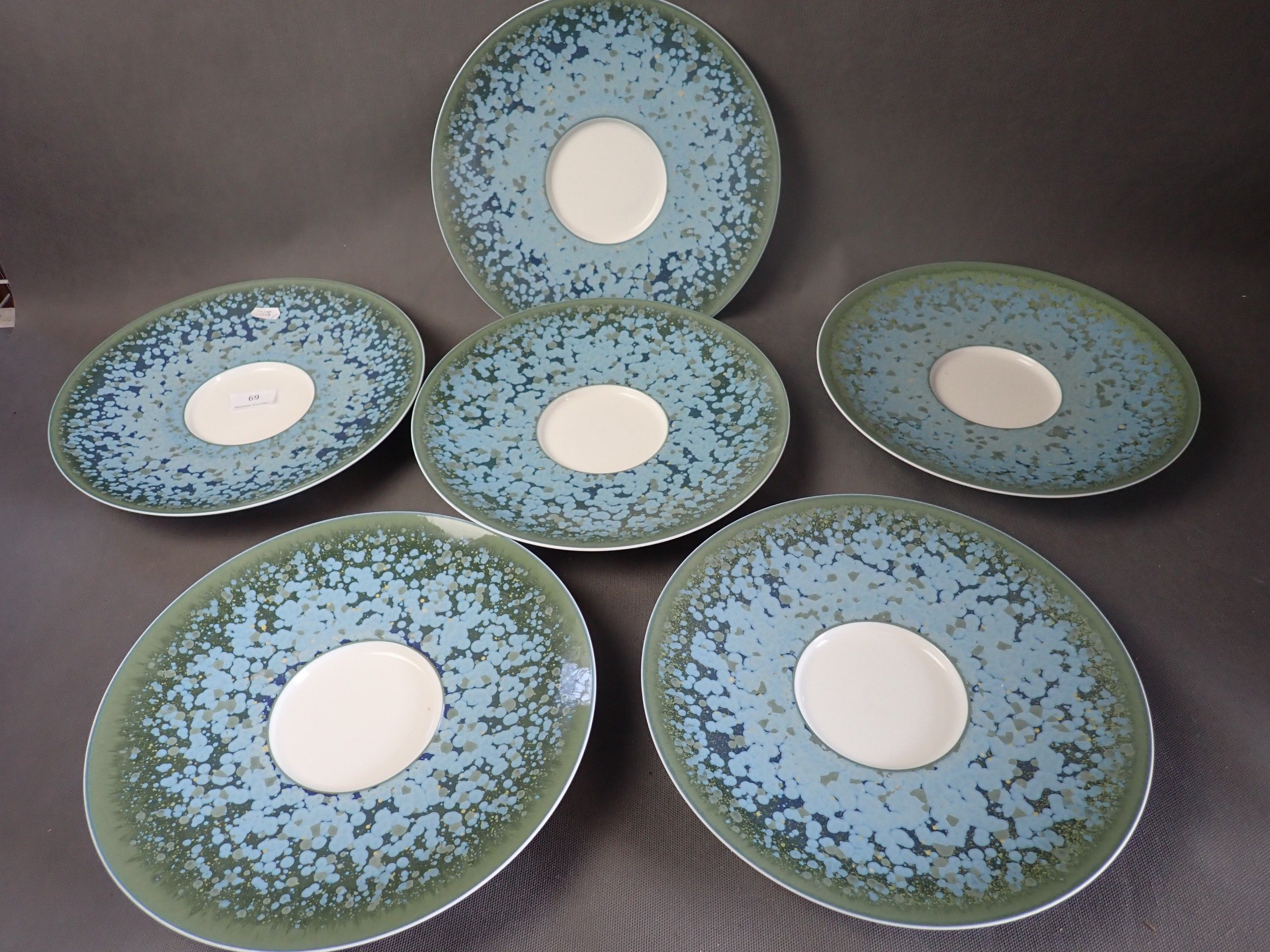 COQUET 6 Assiettes jaune de chrome, modèle bleu , diam 29 cm…