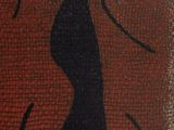 painting of a black cat sitting on top of a red surface