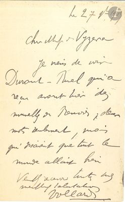 an old handwritten letter with a picture of a man holding a tennis racquet