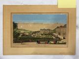 tableau représentant la vue d'un palais avec une fontaine et un jardin