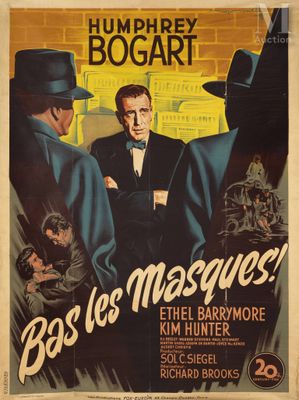 an old movie poster of a man in a tuxedo and two other men