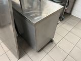 a stainless steel counter in a commercial kitchen
