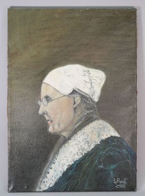 École XXe siècle Vieille dame à la coiffe.