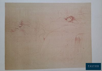 an image of a drawing of two cats laying on a bed