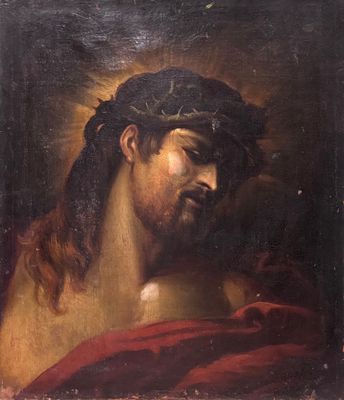 un tableau représentant un homme portant une couronne d'épines sur la tête