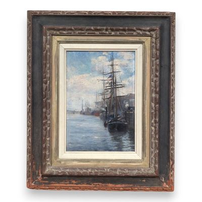 ECOLE FRANCAISE début XXème Bateaux au port