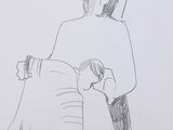 dessin au crayon représentant un homme et une femme debout l'un à côté de l'autre