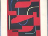 une image représentant une peinture aux couleurs rouge, noire et bleue