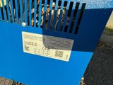 a blue box that has a sign on it