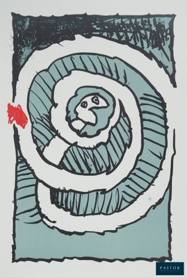 an image of a drawing of a spiral with a bird on it