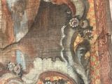 painting on the wall of a room with a cow and a man