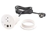 an image of a white plug and a black cord on a white background