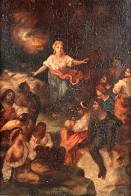 P. LEGER, d'après Narcisse DIAZ, Campement de Gypsy, huile s… - Photo 1