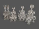an image of a group of crystal wine glasses on a table