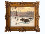 une photo d'un tableau représentant des ours dans la neige