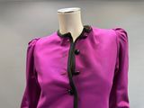 purple jacket with black trim and buttons on a mannequin mannequin mannequin mannequin mannequin mannequin mannequin manne