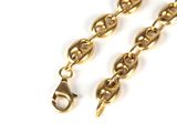 gold plated chain with a lobster clasp and a lobster hook