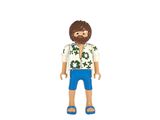 un homme ravissant, barbu, vêtu d'un pantalon bleu