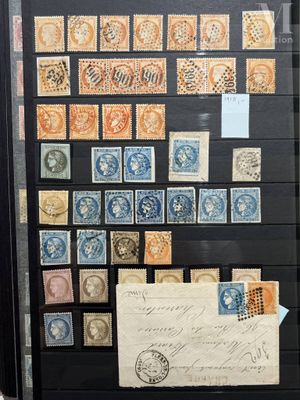a picture of a collection of stamps on display in a glass case
