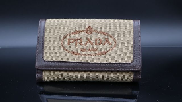 PRADA : portefeuille en toile et cuir 