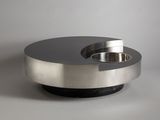 an image of a stainless steel coffee table on a white background