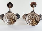 pair of antique silver plated candlesticks with black and white marbles