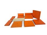 an image of a group of orange boxes sitting on top of each other