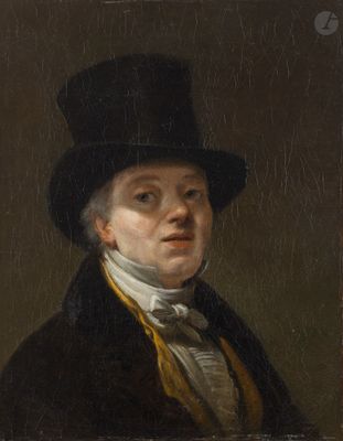 portrait d'un homme portant un haut-de-forme et un manteau noir
