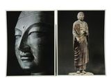 deux photos représentant une statue d'un homme et d'une femme