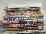 many different types of wrapping paper in a box