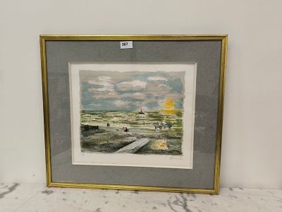 Emile GRAU-SALA (1911-1975) La plage Lithographie, épreuce d… - Photo 1