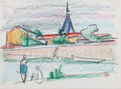 Raymond ESPINASSE (1897-1985) Bord de Garonne, vue vers la m…