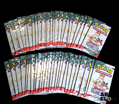 plusieurs paquets de cartes à collectionner Pokémon empilés les uns sur les autres