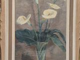 a painting of flowers in a vase on a table
